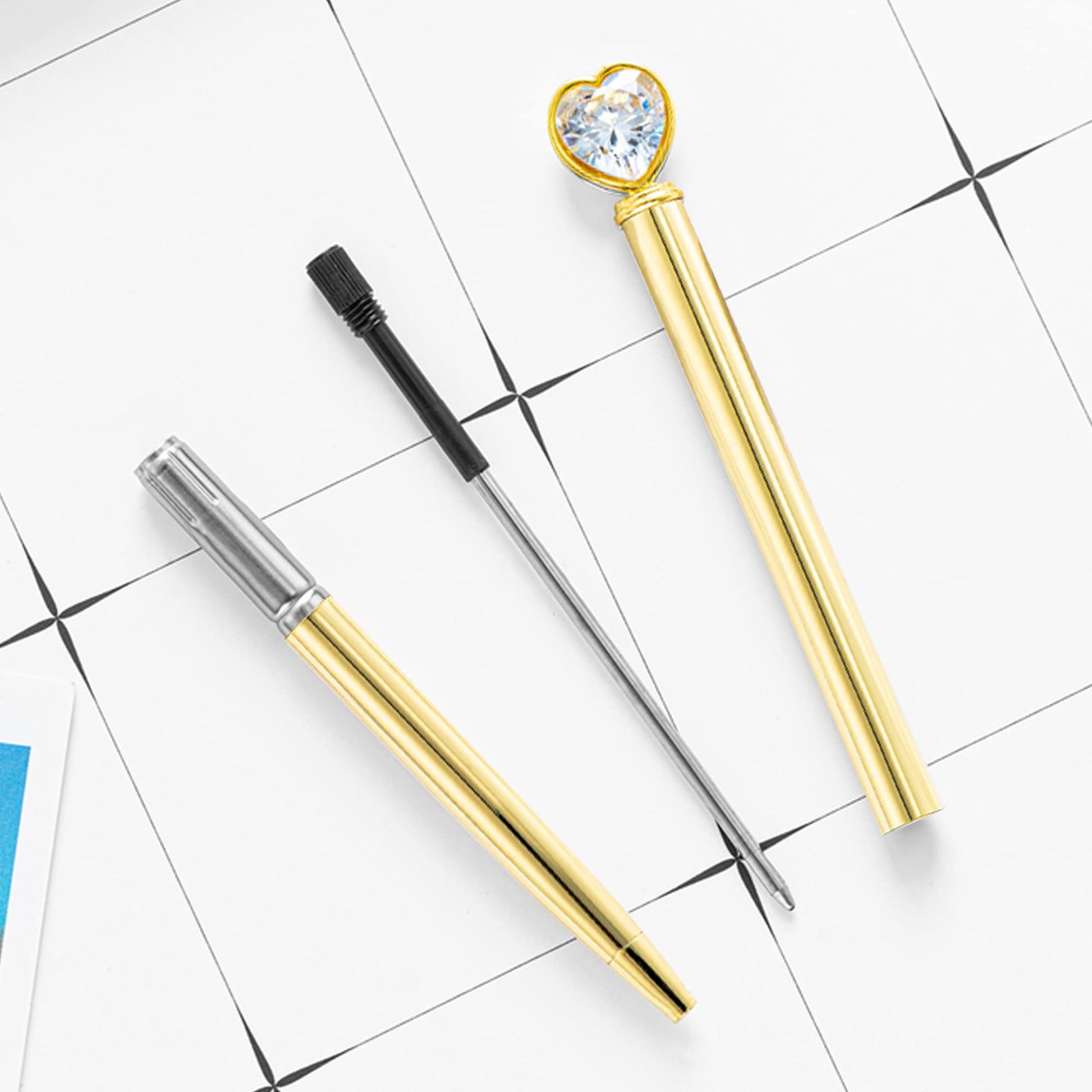 U Scinan 6Pcs Metal Ballpoint Pen 1.0MM Black Ink Refillable Ball Pen with Creative Top Design