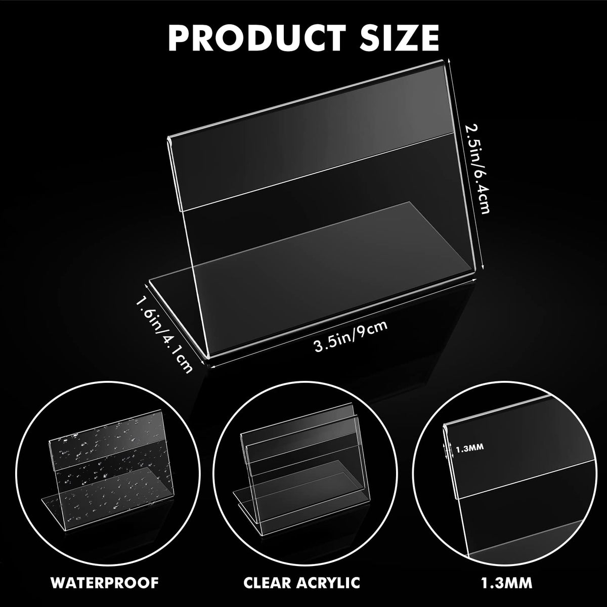 Teling 48 Pcs 3.5x2.5 Mini Acrylic Sign Holder Slant Back Display Stands