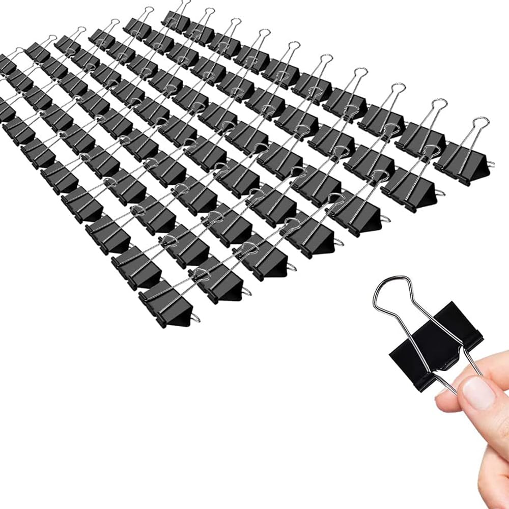 Small Binder Clips, 72 Pack, 3/4 Inch, 0.75 Inch, Standard 19mm, Black, Capacity 0.23 Inch, Metal
