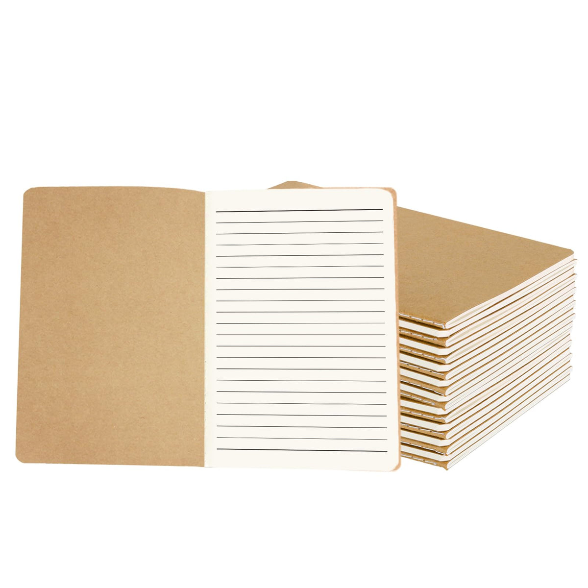 zmybcpack 24 Pack A5 Kraft Lined Notebook, 8.26"x5.5",64 Pages/32 Sheets