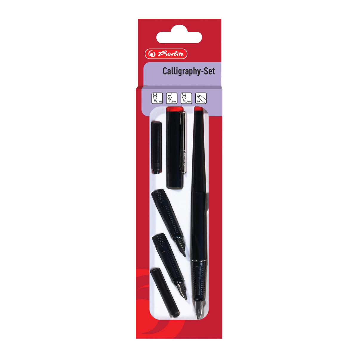 herlitz Calligraphy Fountain Pen Set with Writing Sample (5 Pieces)