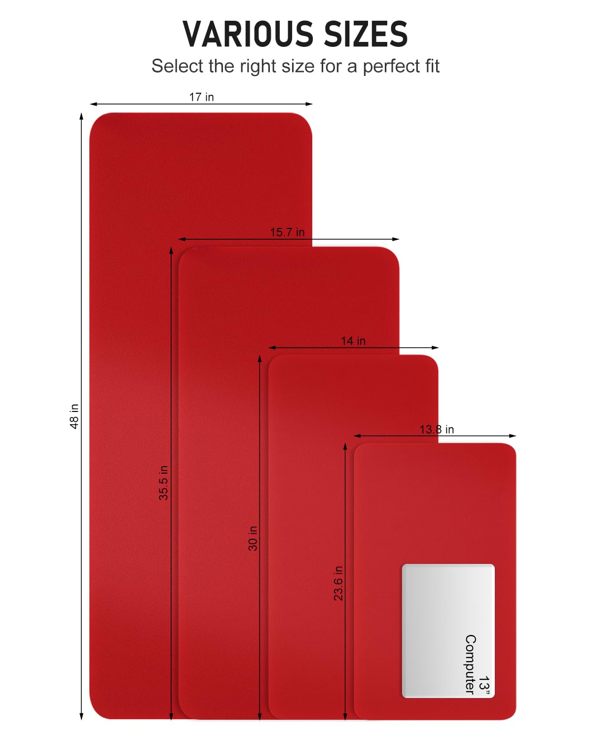 Niniubye Desk Pad, 48" x 17" PU Leather Non-Slip Desk Mat Large Mouse Pad for Desktop, Waterproof