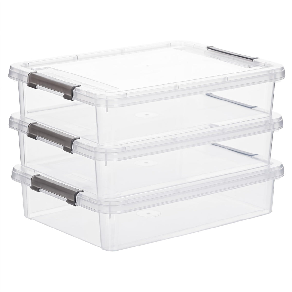 Citylife 3PC Storage Bins with Lids, Stackable Plastic Box, Paper Storage
