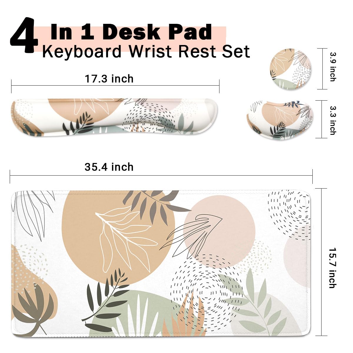 Keyboard Mouse Pad Set, Extended Mouse Pad+Keyboard Wrist Rest Support, Memory Foam Ergonomic Easy