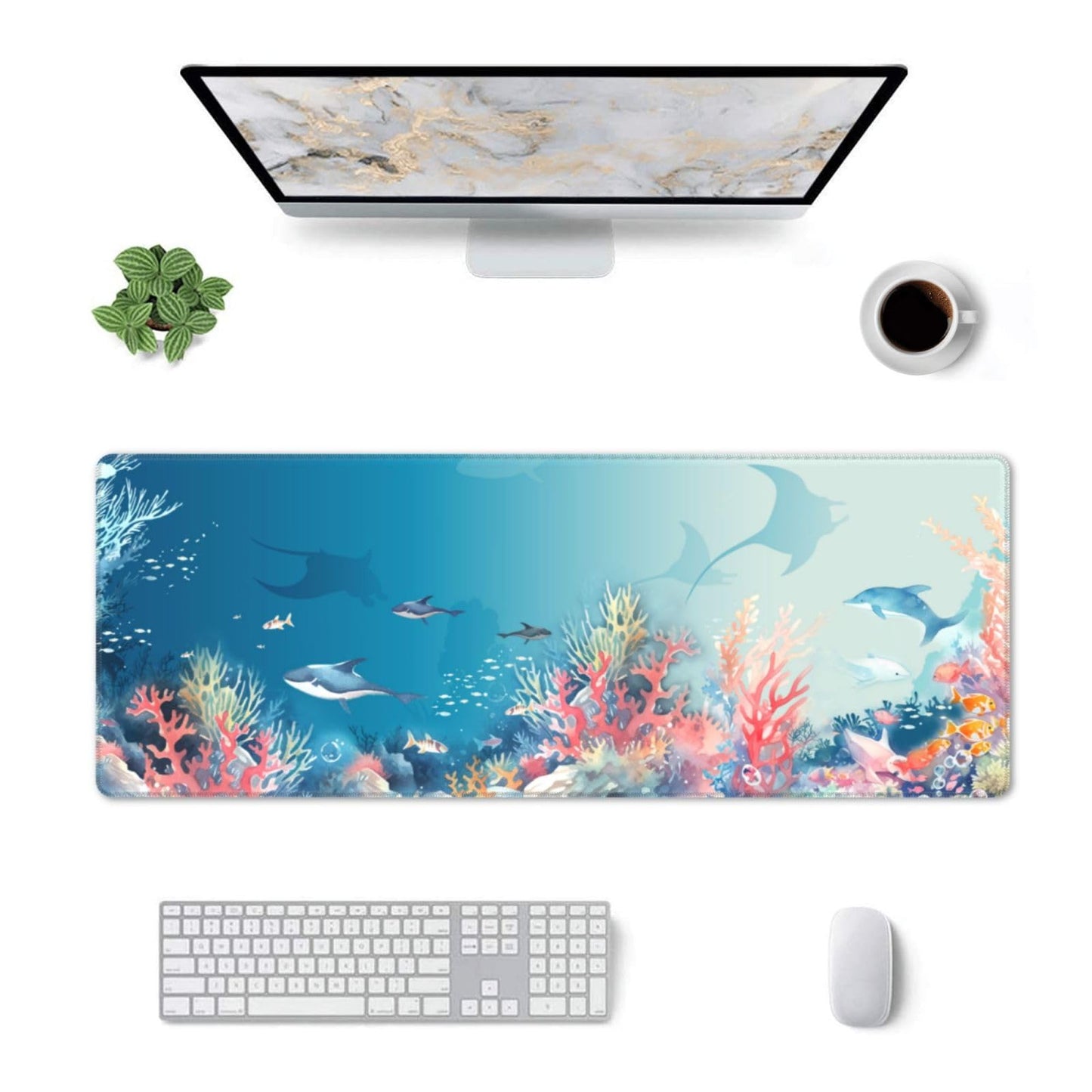 Underwater World Mouse Pad XL Large Mousepad Non Slip Rubber Base Desk Mat for Laptop Computer
