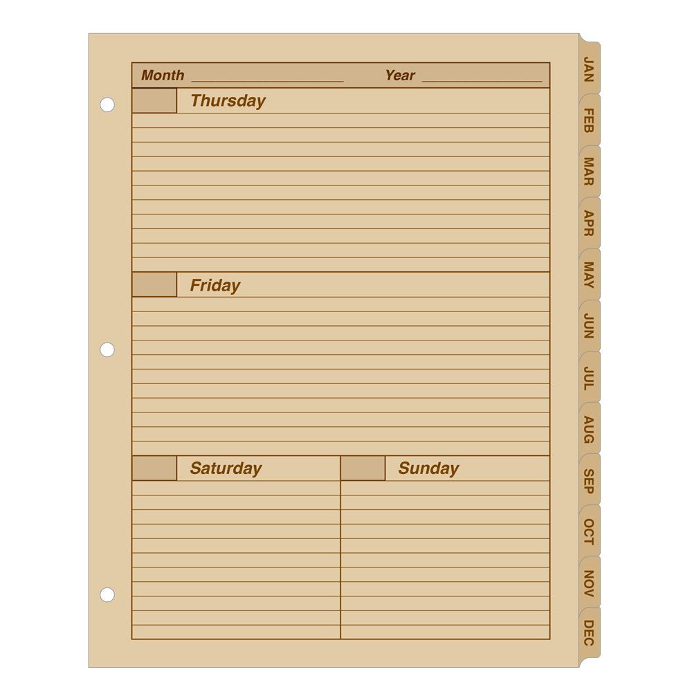 Rite in the Rain Weatherproof Weekly Calendar Set, 8.5" x 11", Tan Sheets, 65 Weeks (No. 9260W-MX)