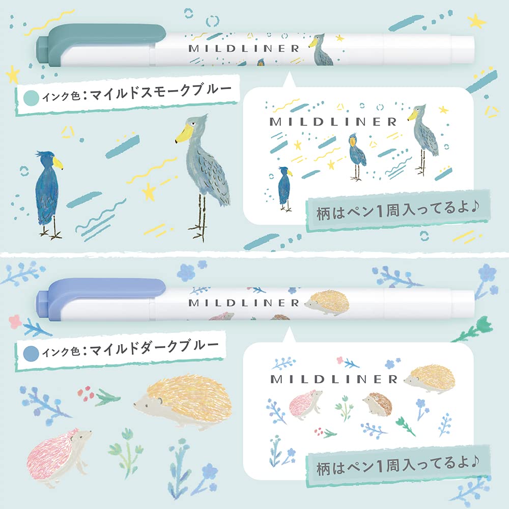 Zebra Mildliner WKT7-AS-5C-B Highlighter, Set of 5 Colors, Animal