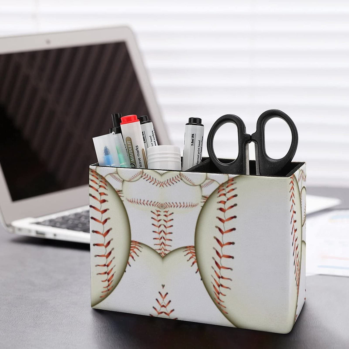 Niapessel Pencil Holder for Desk, Ball Baseball Pen Holder Storage Desktop Pen Organizer Desk