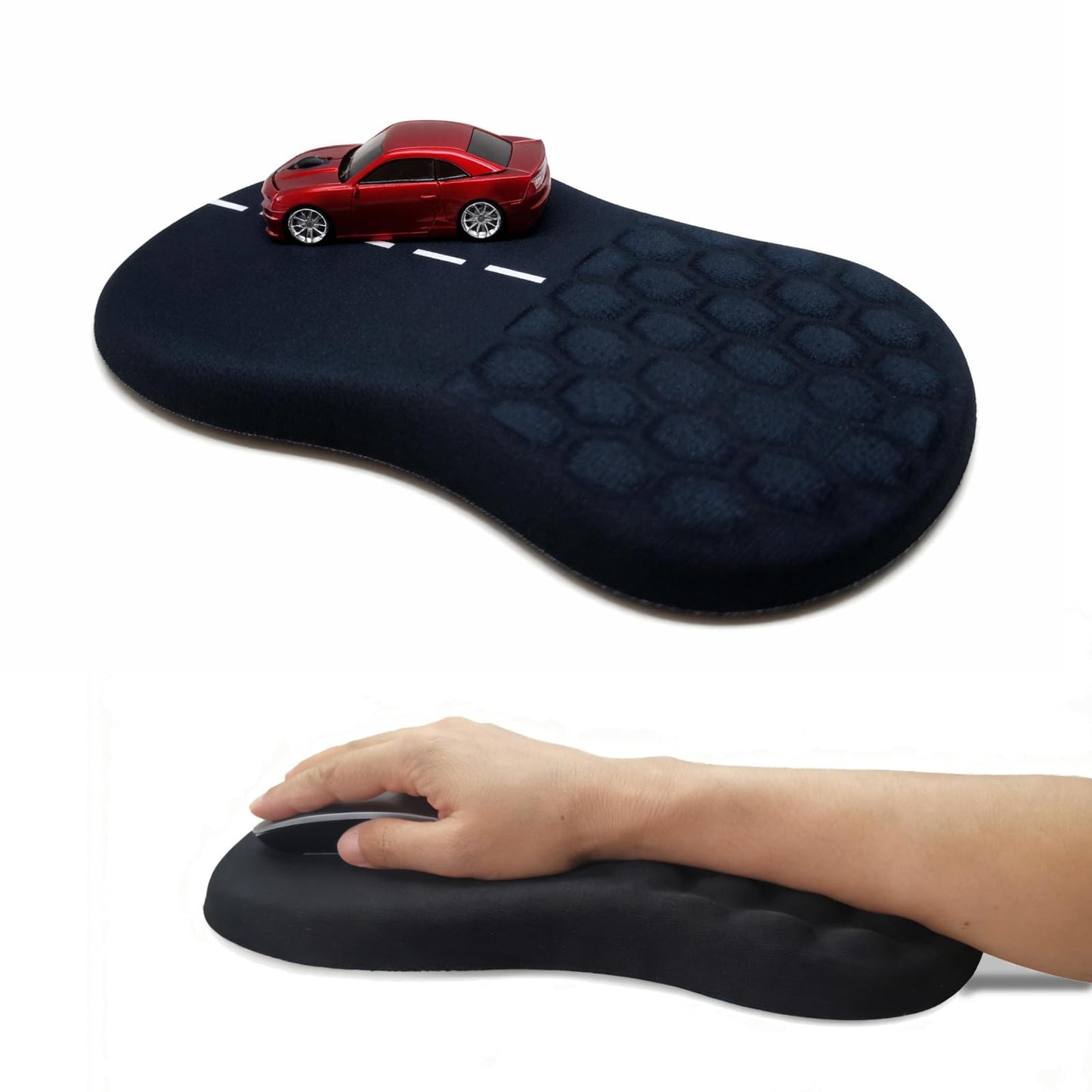 Road Mouse Pad for Car Mouse with Wrist Rest, Ergonomic Mousepad for Wrist Pain Relief with Wrist
