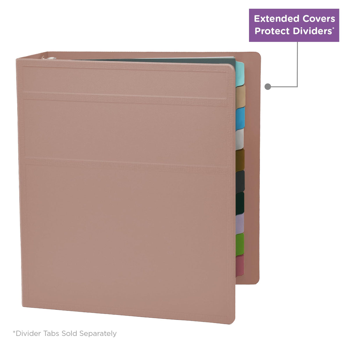 Carstens 3-Inch Heavy Duty 3-Ring Binder - Side Opening, Dusty Rose, Durable Plastic, Precision
