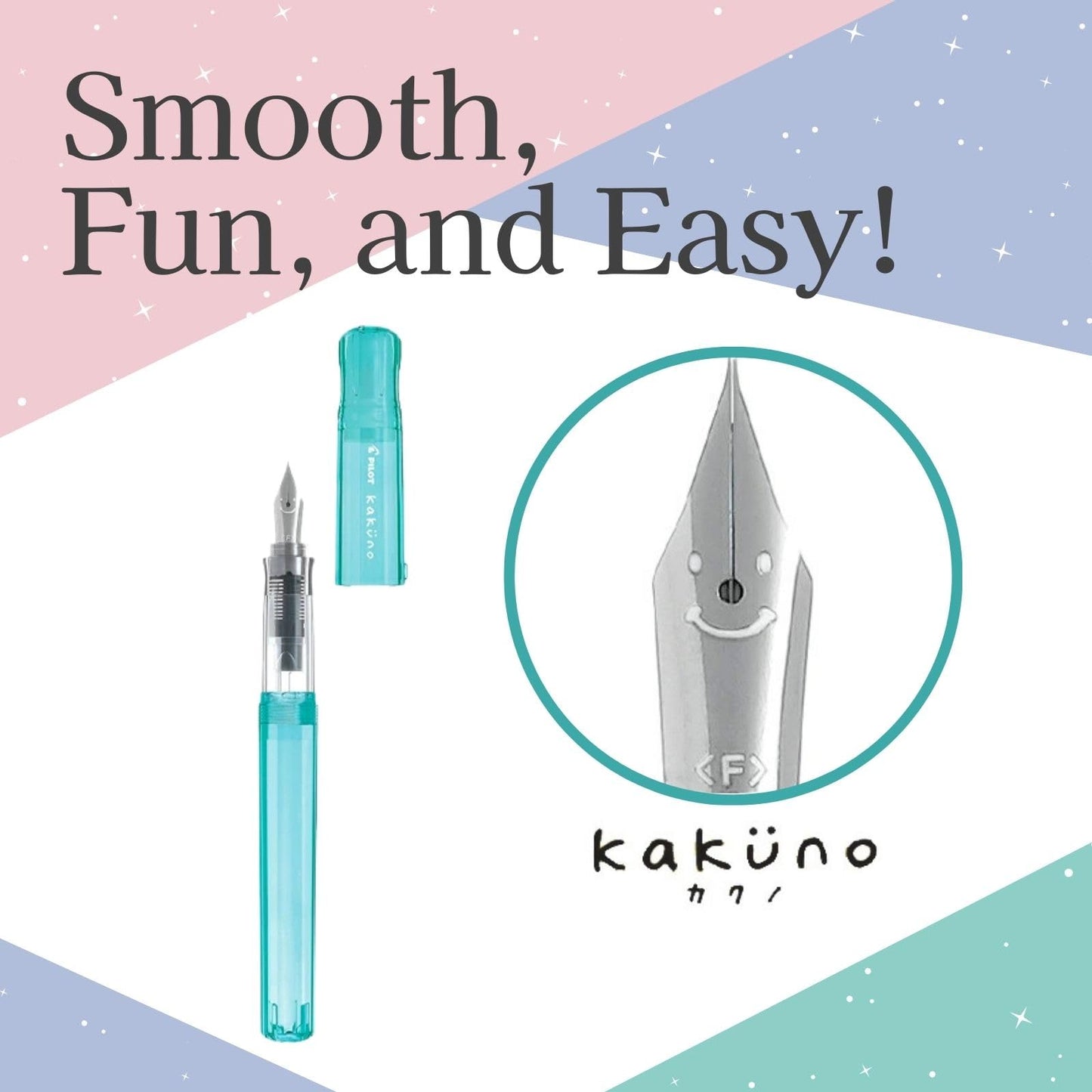 Someie Fountain Pen Set CON-40 Converter & Kakuno Fine Nib with Black Ink Cartridge & Sticky Notes