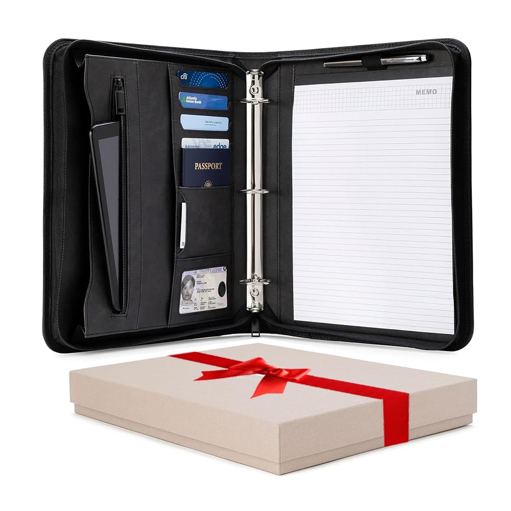 Forevermore Portfolio Binder, 1.5" Permanent 3-Ring, Vegan Leather, Black