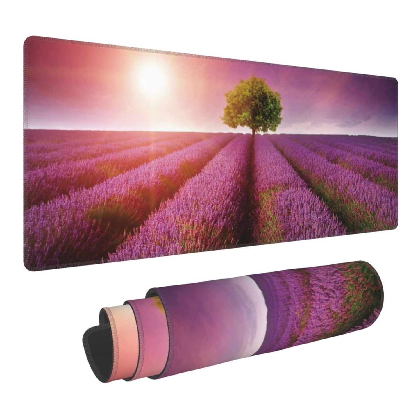 Stunning Lavender Field Landscape Extended Gaming Mouse Pad Large Desk Mat with Non-Slip Rubber