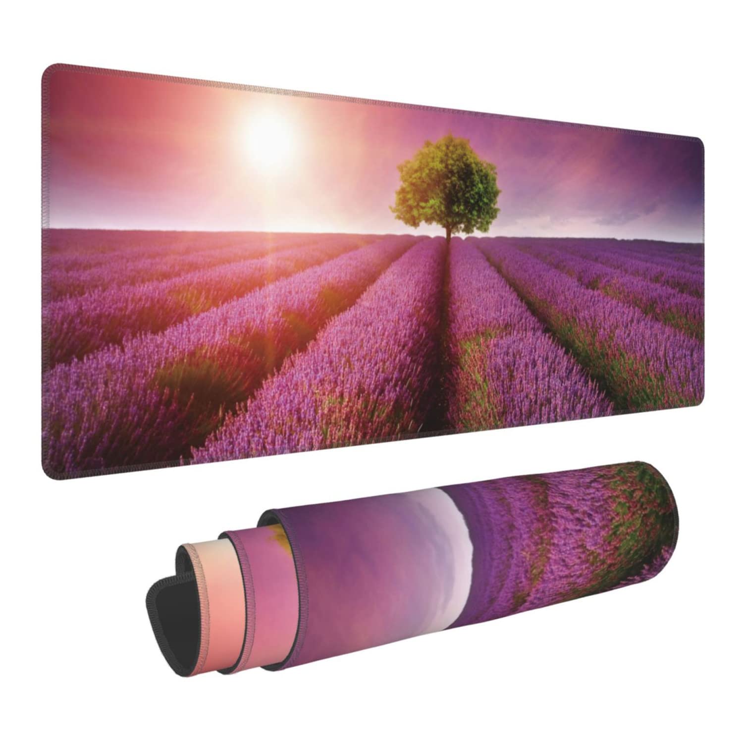 Stunning Lavender Field Landscape Extended Gaming Mouse Pad Large Desk Mat with Non-Slip Rubber