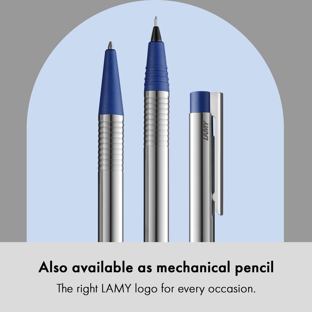 Lamy logo matt blue - Ballpoint Pen in an elegant & robust stainless steel case - line width M