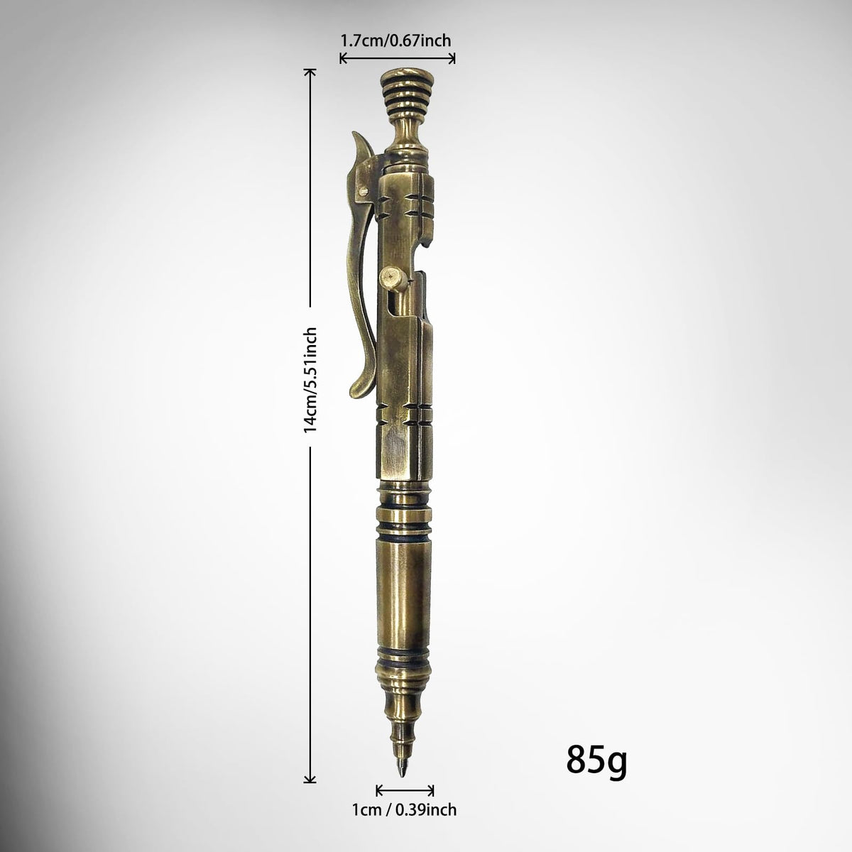 Dr.Metalleung Vintage Bolt Action Pen: Heavy-Duty EDC Brass Ballpoint Pen with Retractable