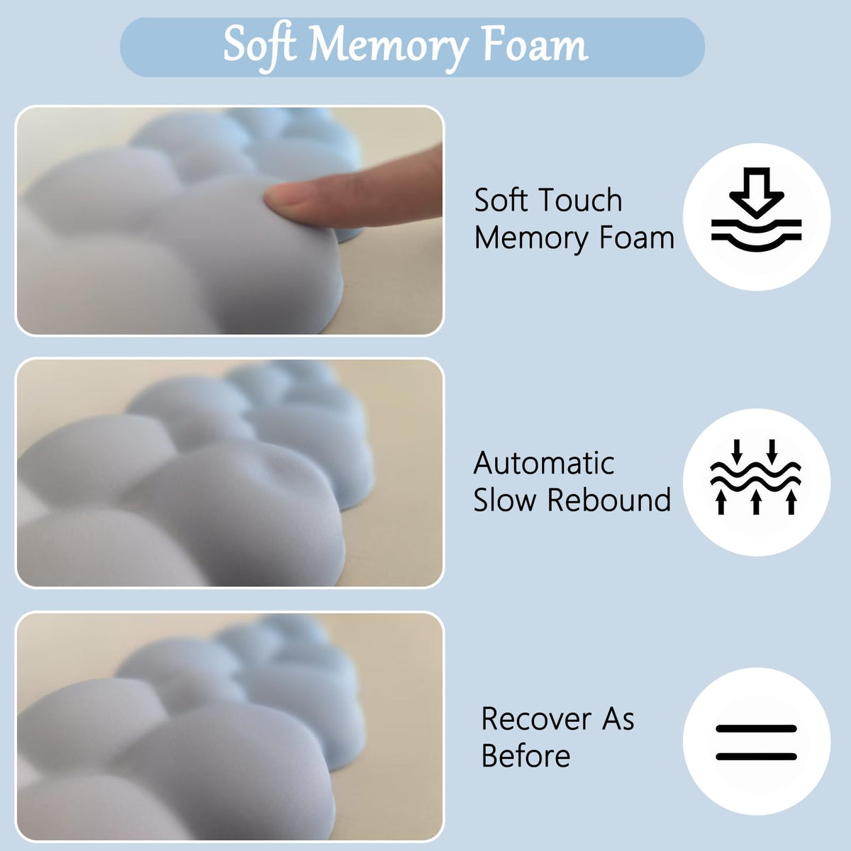 Blue Cloud Mouse Pad and Keyboard Wrist Rest 4PCS Extended Large Stars Desk Mat Pad Set Memory Foam