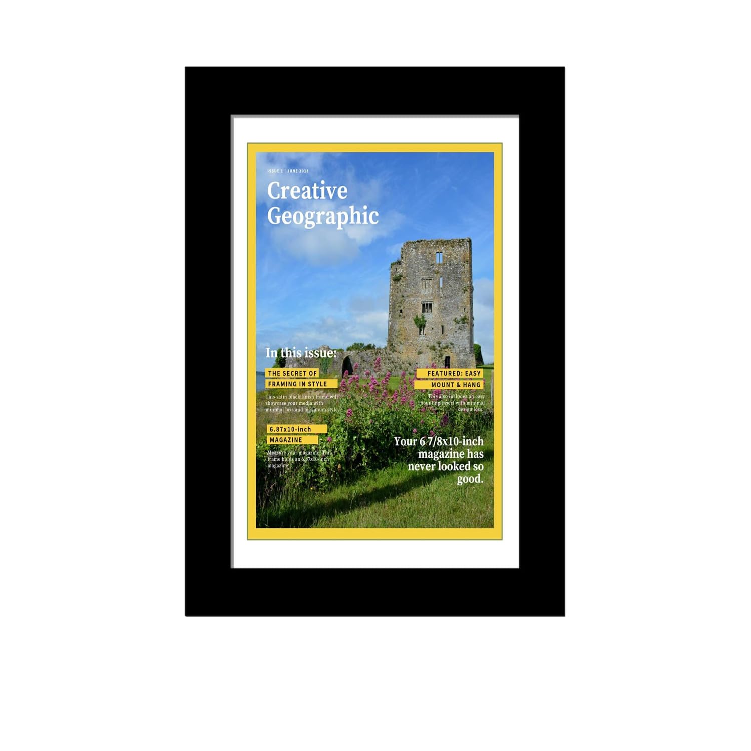 Creative Picture Frames 6.87 x 10 Magazine Frame with Full-Strength Glass, Holds Up To A 1/4" Thick