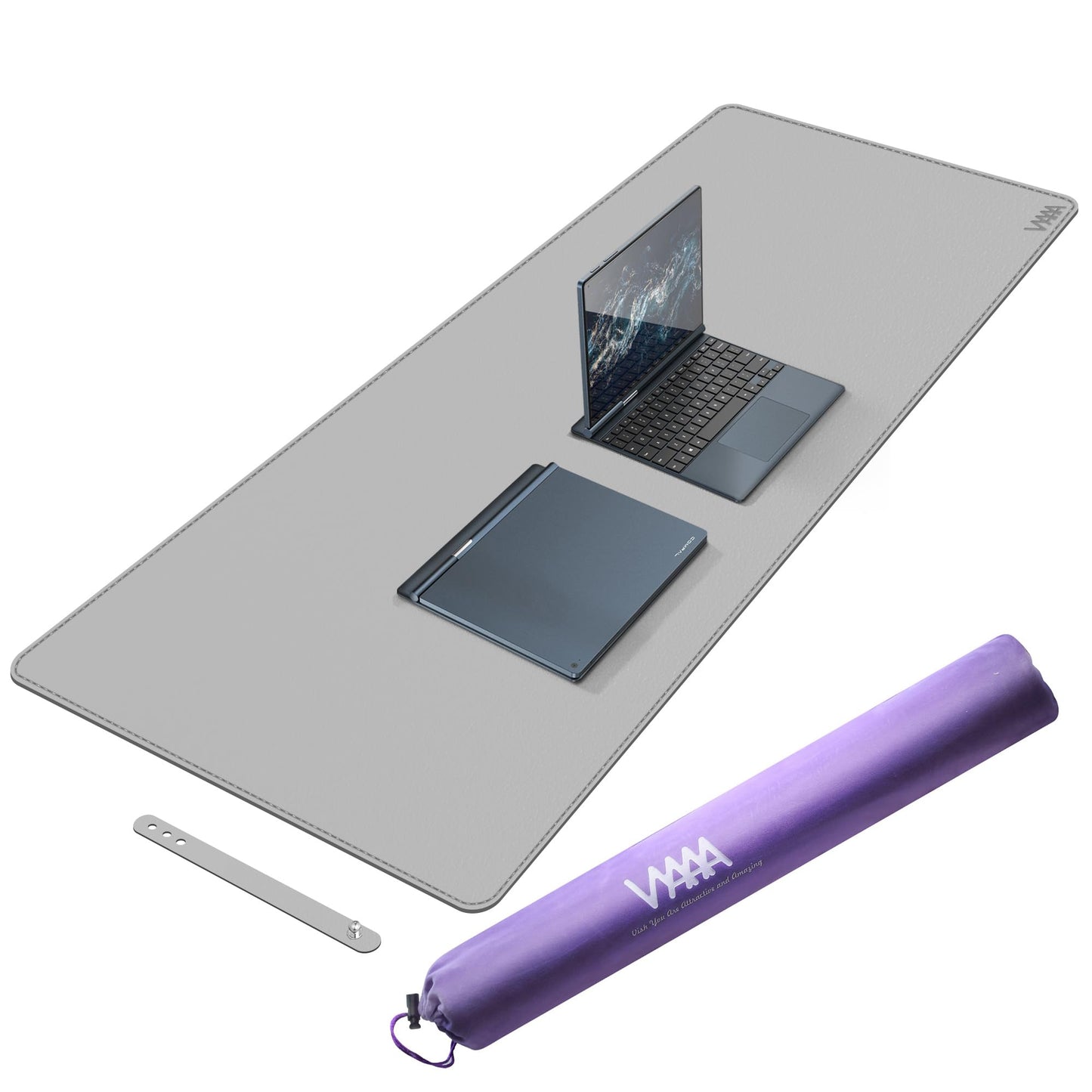 Vyaaa 55"x24"PU Leather Desk Mat, Large Desk Pad & Mouse Pad, Waterproof Office Desk Mat for Home