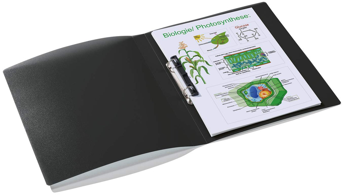 HERMA Ring Binder Translucent in Black, A4, 25 mm Spine, Slim 2-Ring Binder Made of Plastic