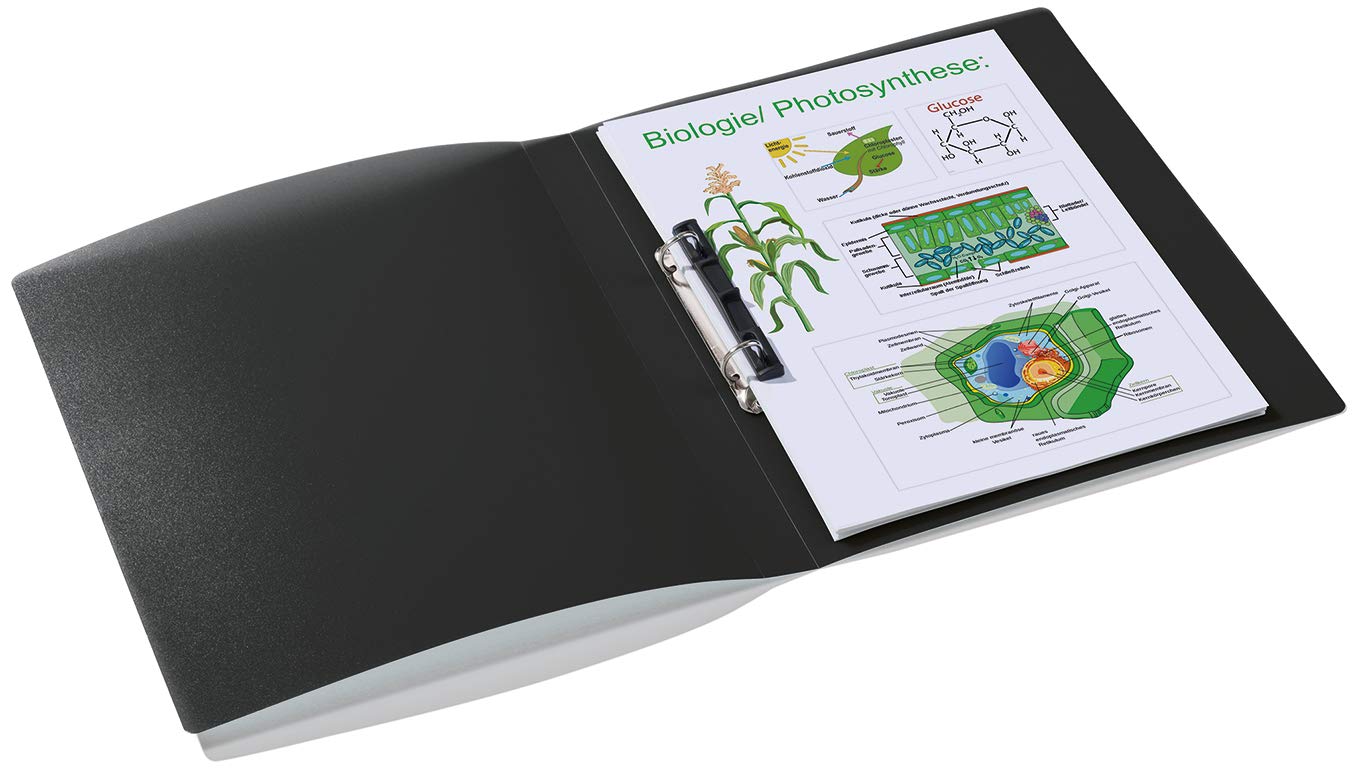HERMA Ring Binder Translucent in Black, A4, 25 mm Spine, Slim 2-Ring Binder Made of Plastic