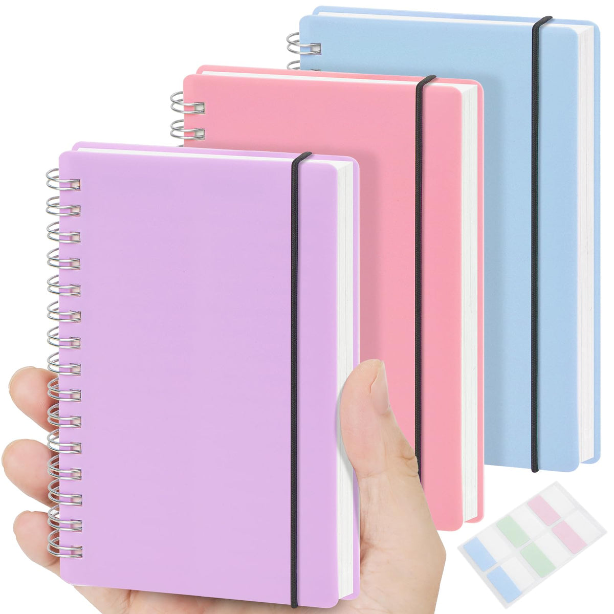 MSTONAL 3 Pack Small Spiral Notebook Wide Ruled Mini Pocket Size 3.5"x5.5"
