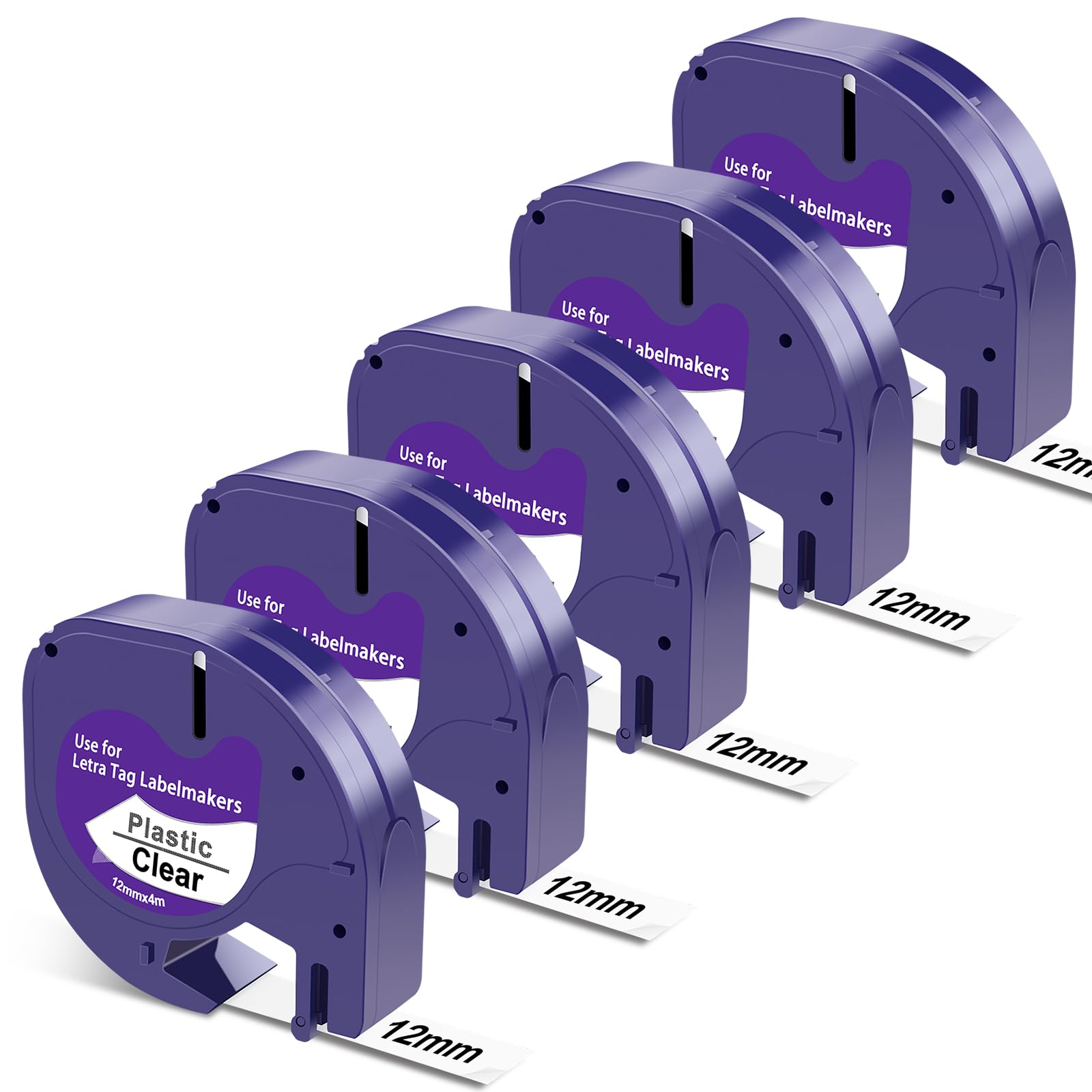 Compatible with DYMO LetraTag Refills Transparent 12mm 1/2'' 16952 Plastic