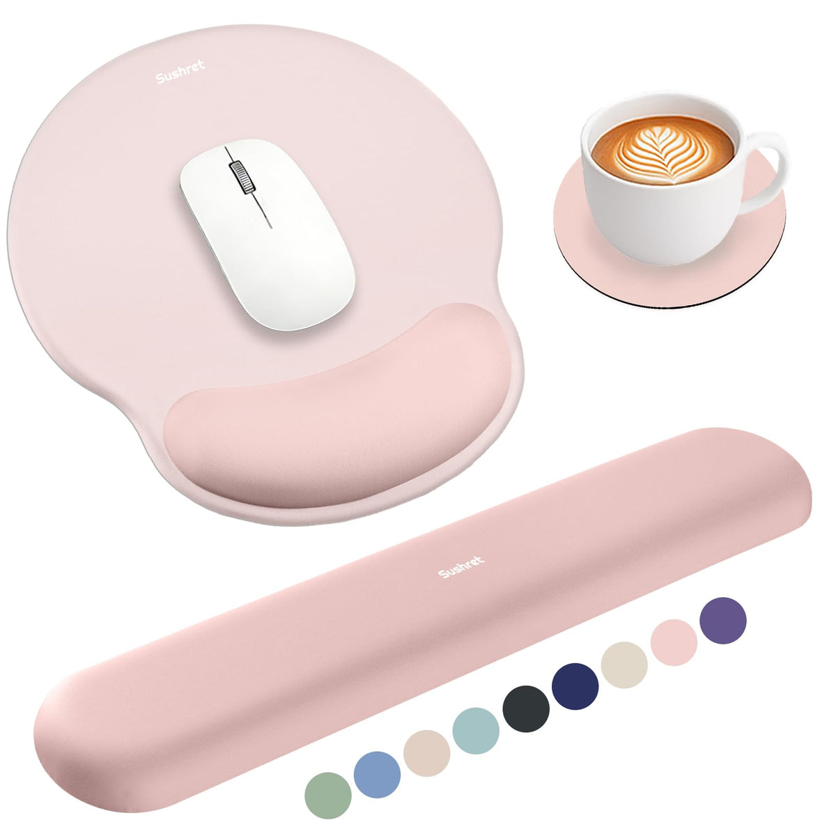 Sushret Mouse Pad and Keyboard Wrist Rest, 3-in-1 Gel Memory Foam Ergonomic Mouse Pad with Wrist