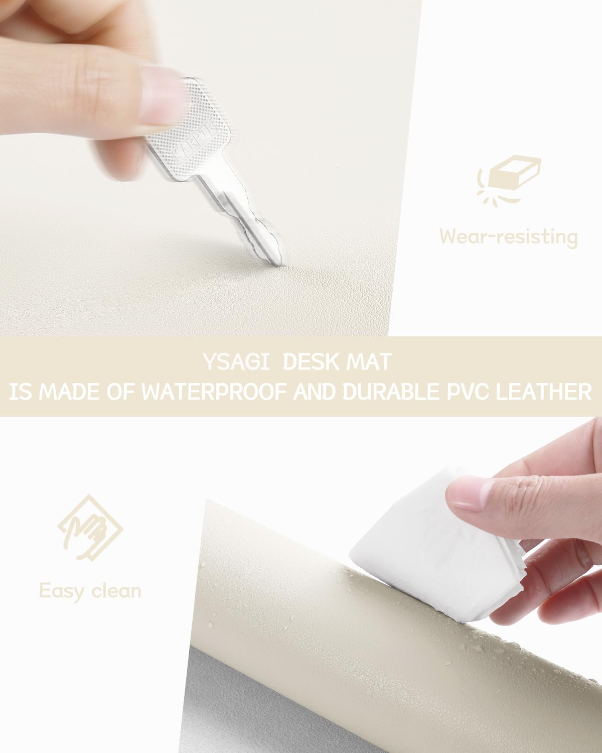 YSAGi Non-Slip Leather Desk Pad, Desk Matt for Desktop, Waterproof Laptop Computer Keyboard Mat