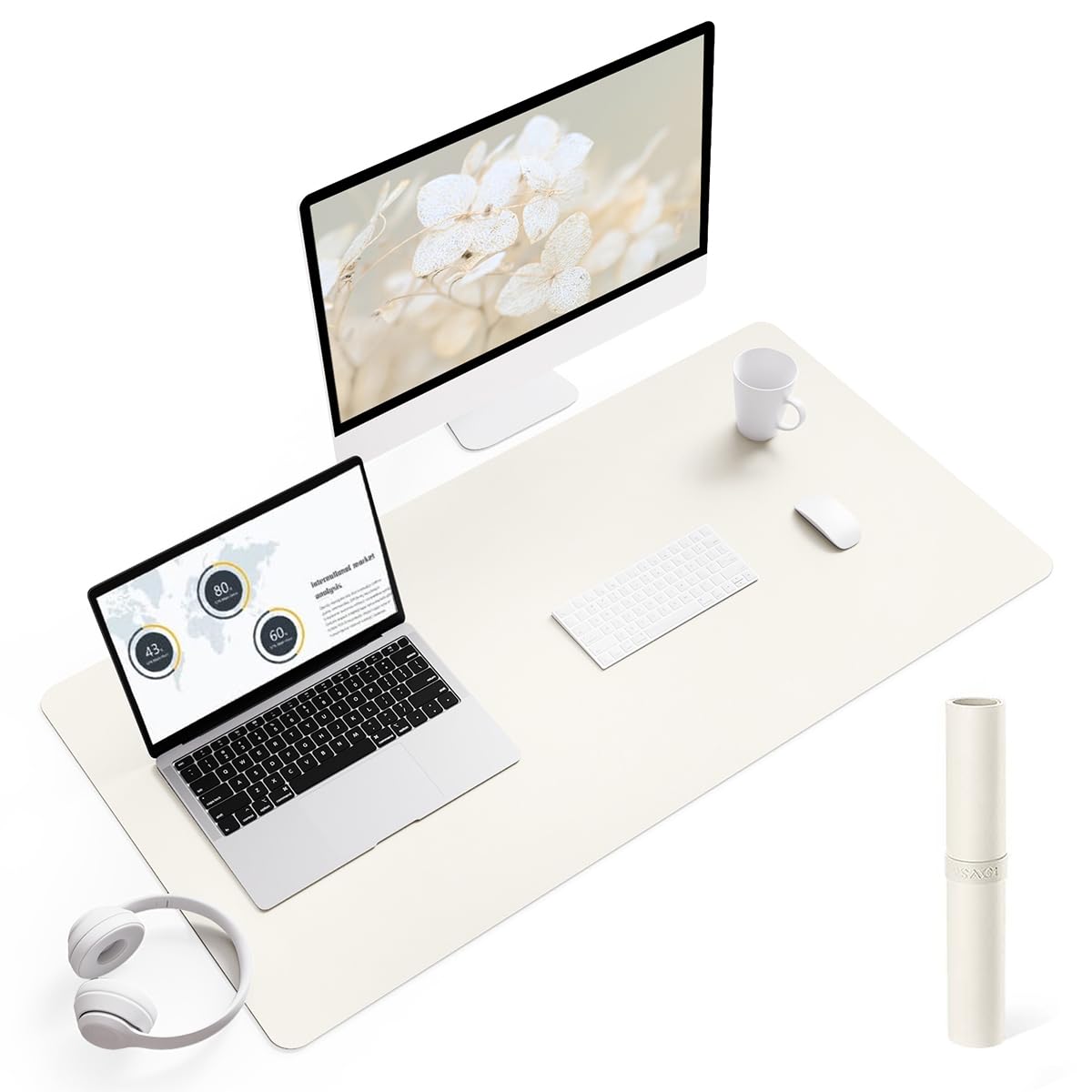 YSAGi Non-Slip Leather Desk Pad, Desk Matt for Desktop, Waterproof Laptop Computer Keyboard Mat
