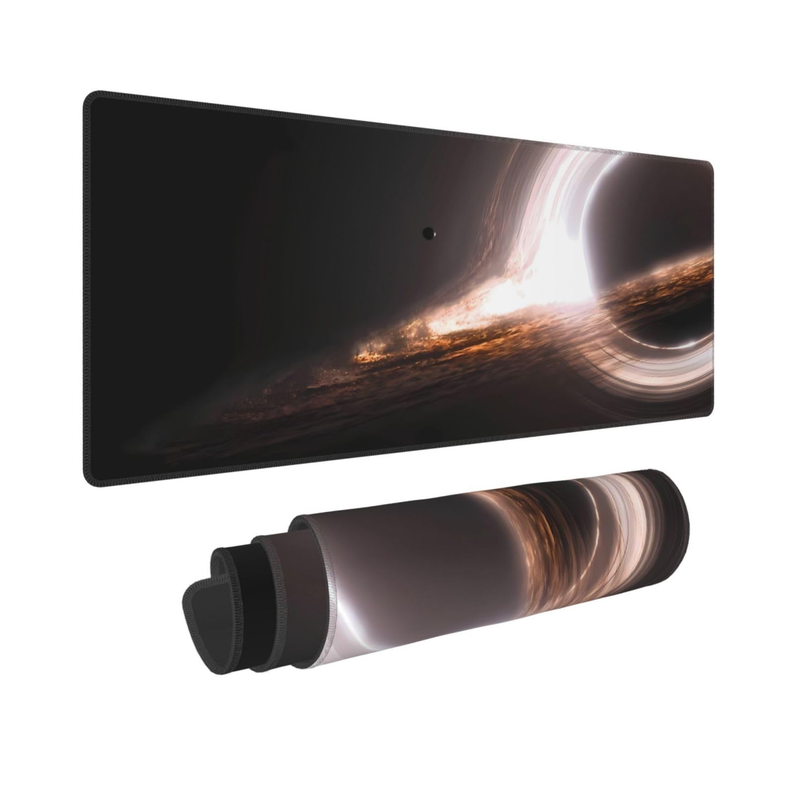 Keebik Gaming Mouse Pad, Interstellar Gargantua Black Hole Mouse Pad 11.8x23.6Inch Large Extended