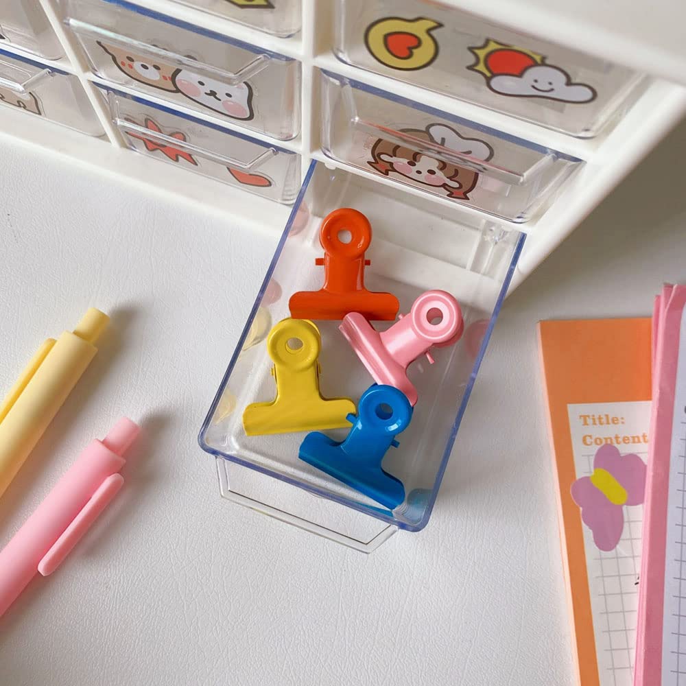 28 Piece 30mm Small Bull Dog Clips, Metal Mini Binder Clips Money Clamps, Colored Hinge Clips, for
