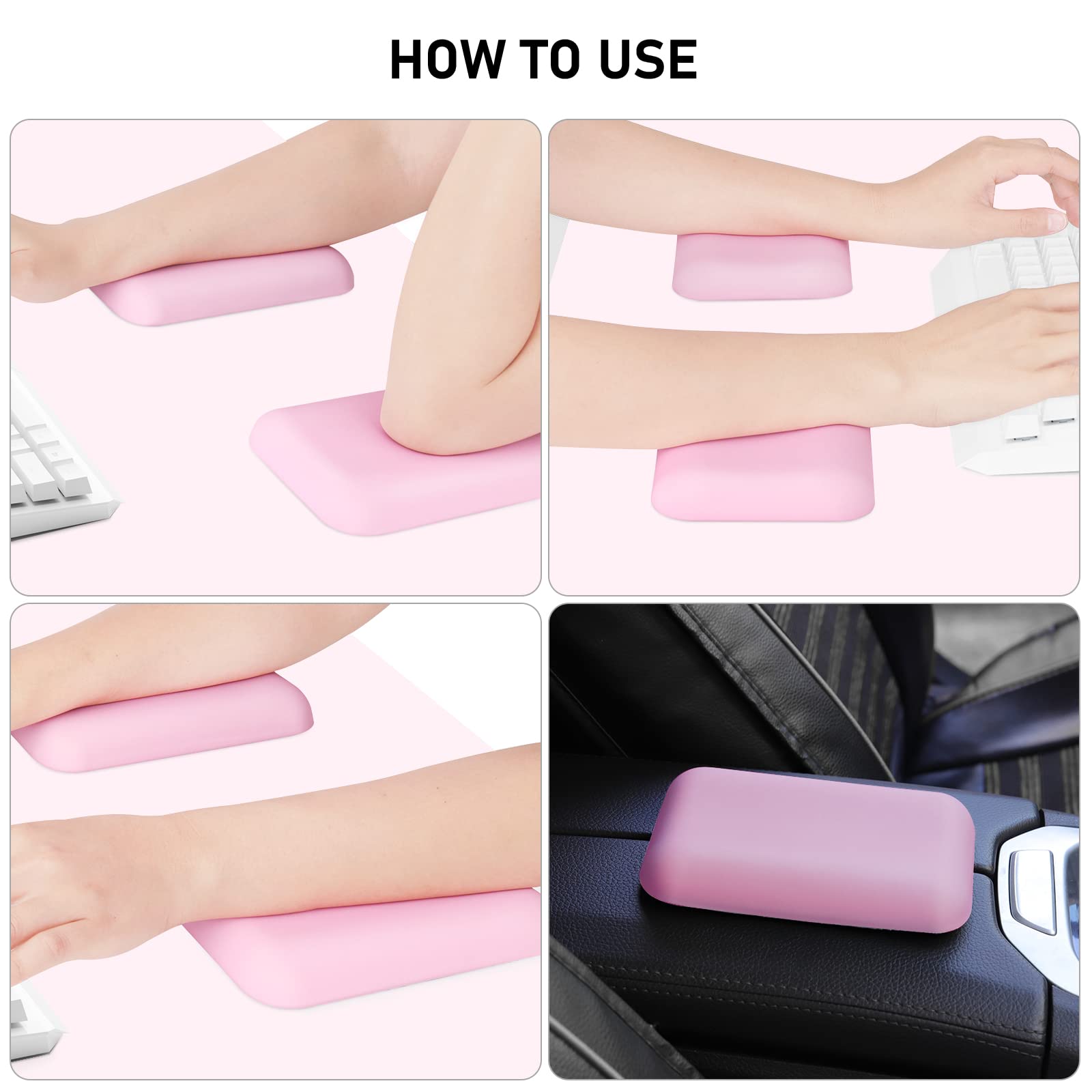 Leolee Elbow Rest Pads for Desk, Pink Ergonomic Wrist Rest Arm Rest Pads