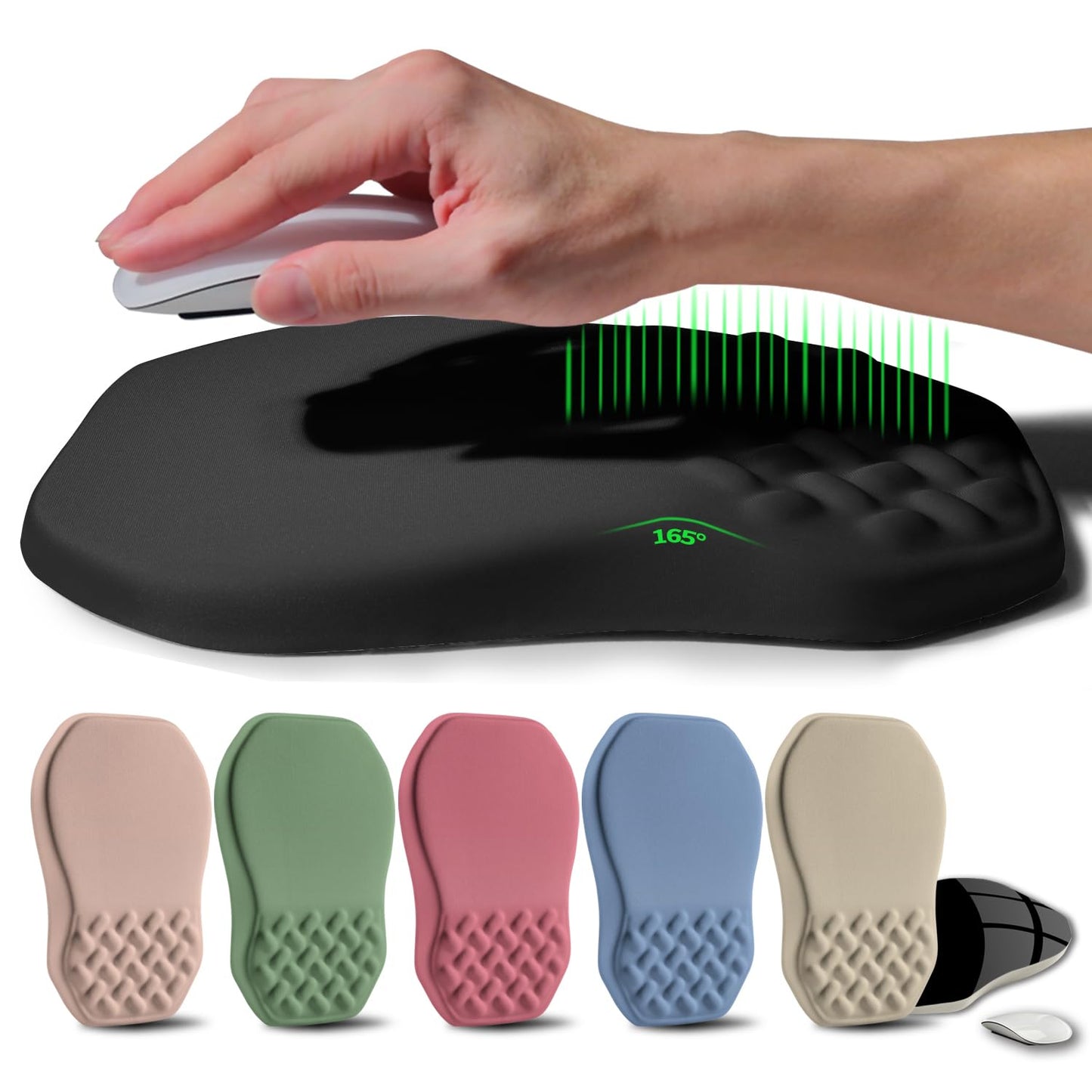 Gleamtide Ergonomic Raised Mouse Pad Wrist Support with Bilateral Slope Memory Foam Mousepad for