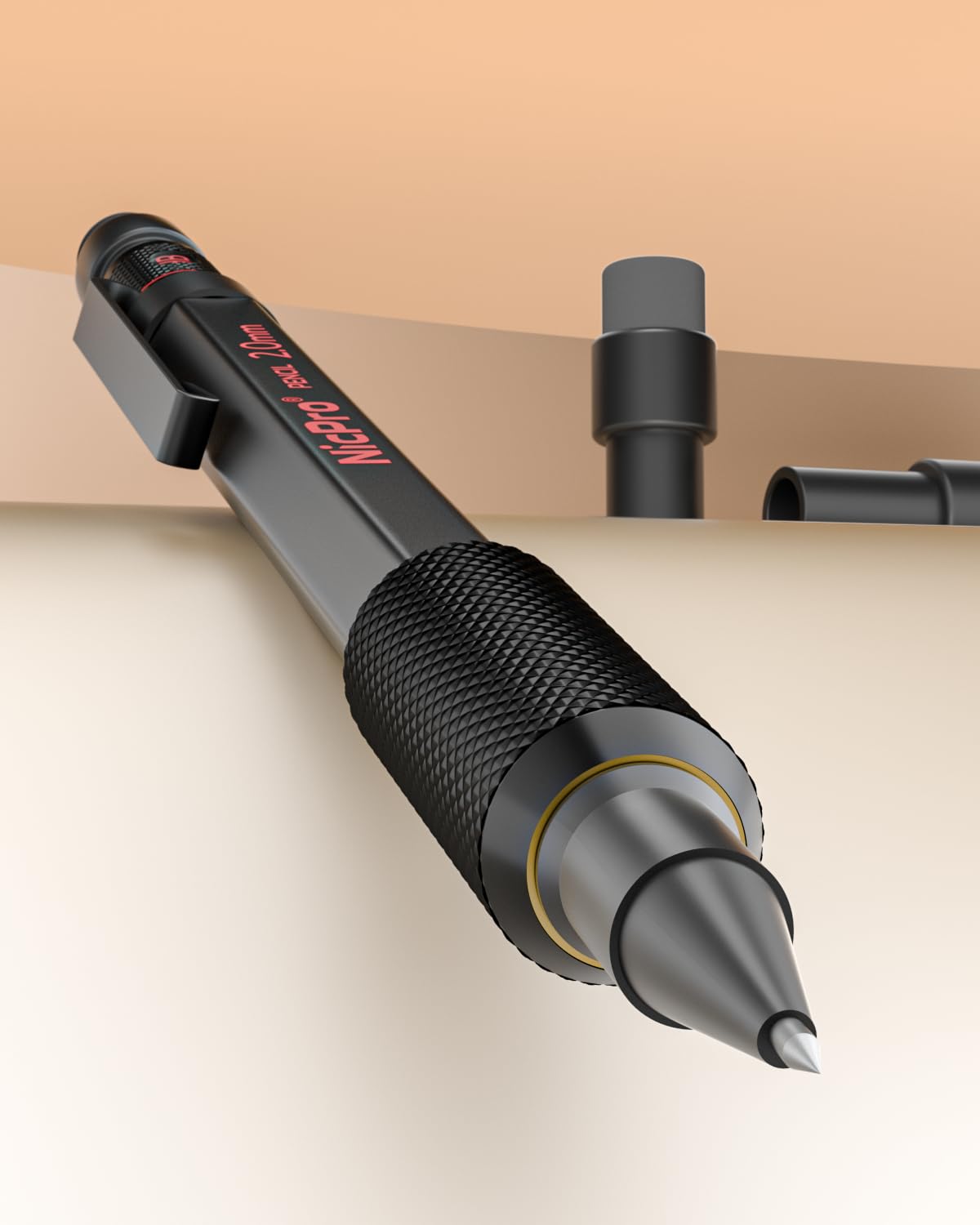 Nicpro 2mm Metal Mechanical Pencils Set with Case, 3 Pack Black