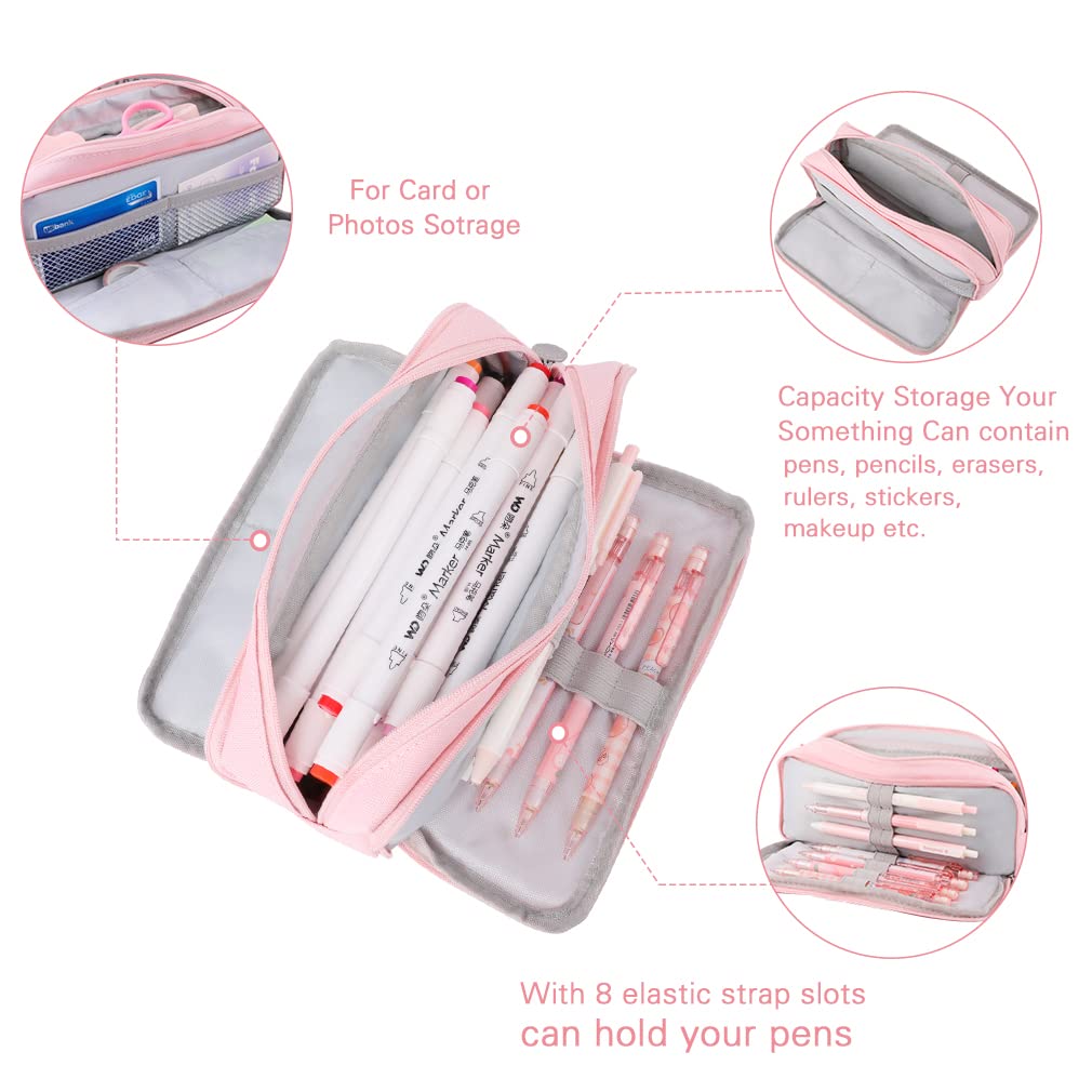 iSuperb Large Pencil Case 3 Compartments Pencil Pouch Big Capacity Pencil Bag for Kids Teen Girls