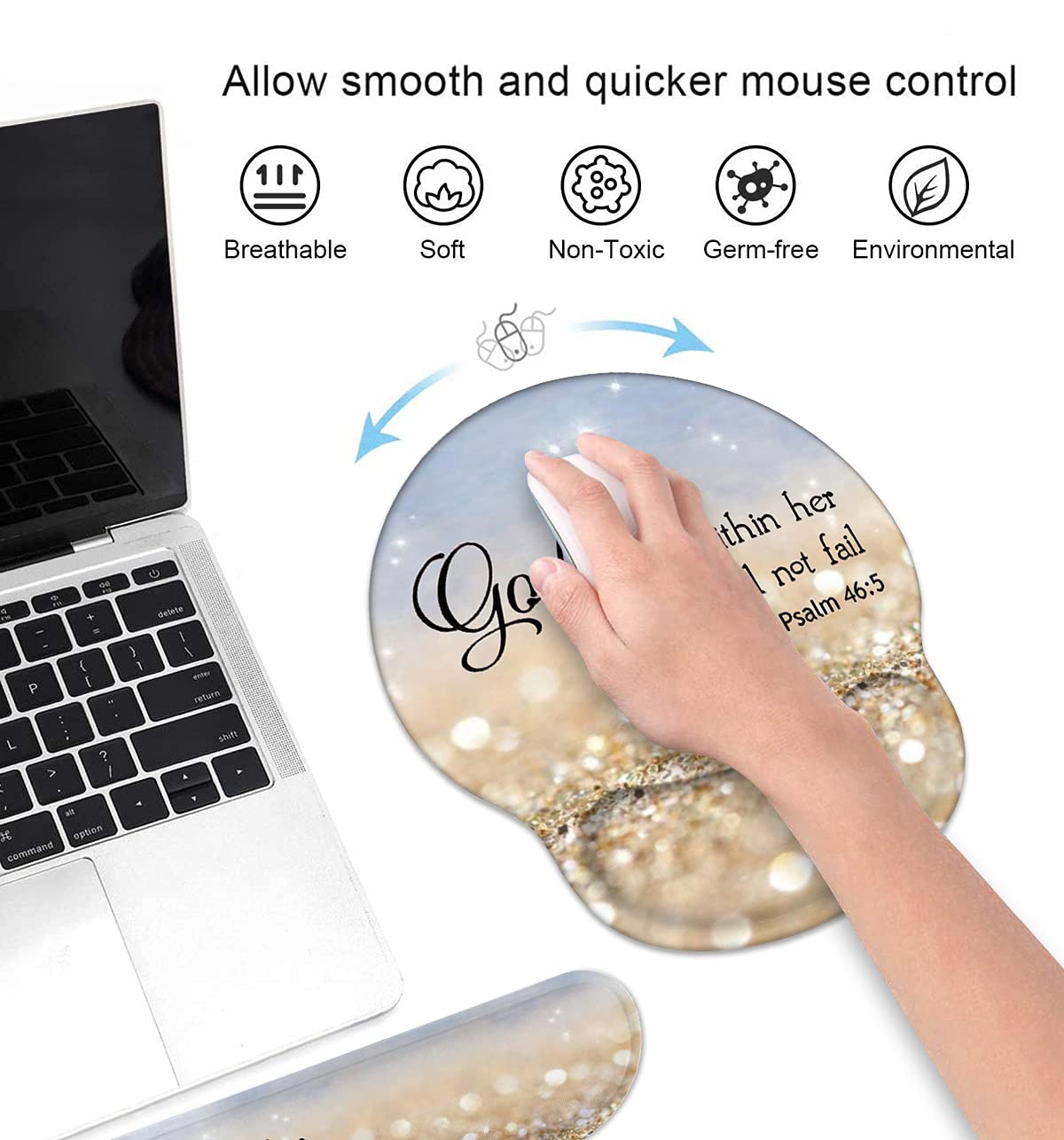 Keyboard Wrist Rest and Mouse Pad Wrist Rest Support Set with Coasters, Non-Slip PU Base for Gaming