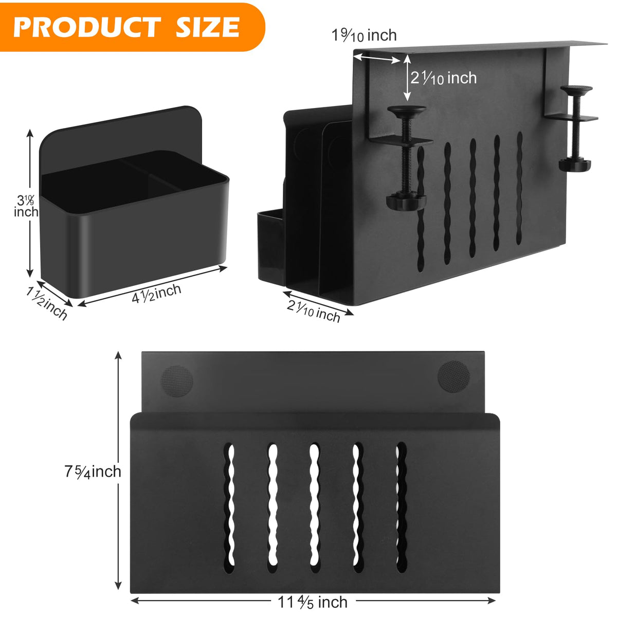 CIBOTIES Desk Side Storage, 2 Tier Steel Hanging Organizer, No Drill Side Desk Organizer, Laptop