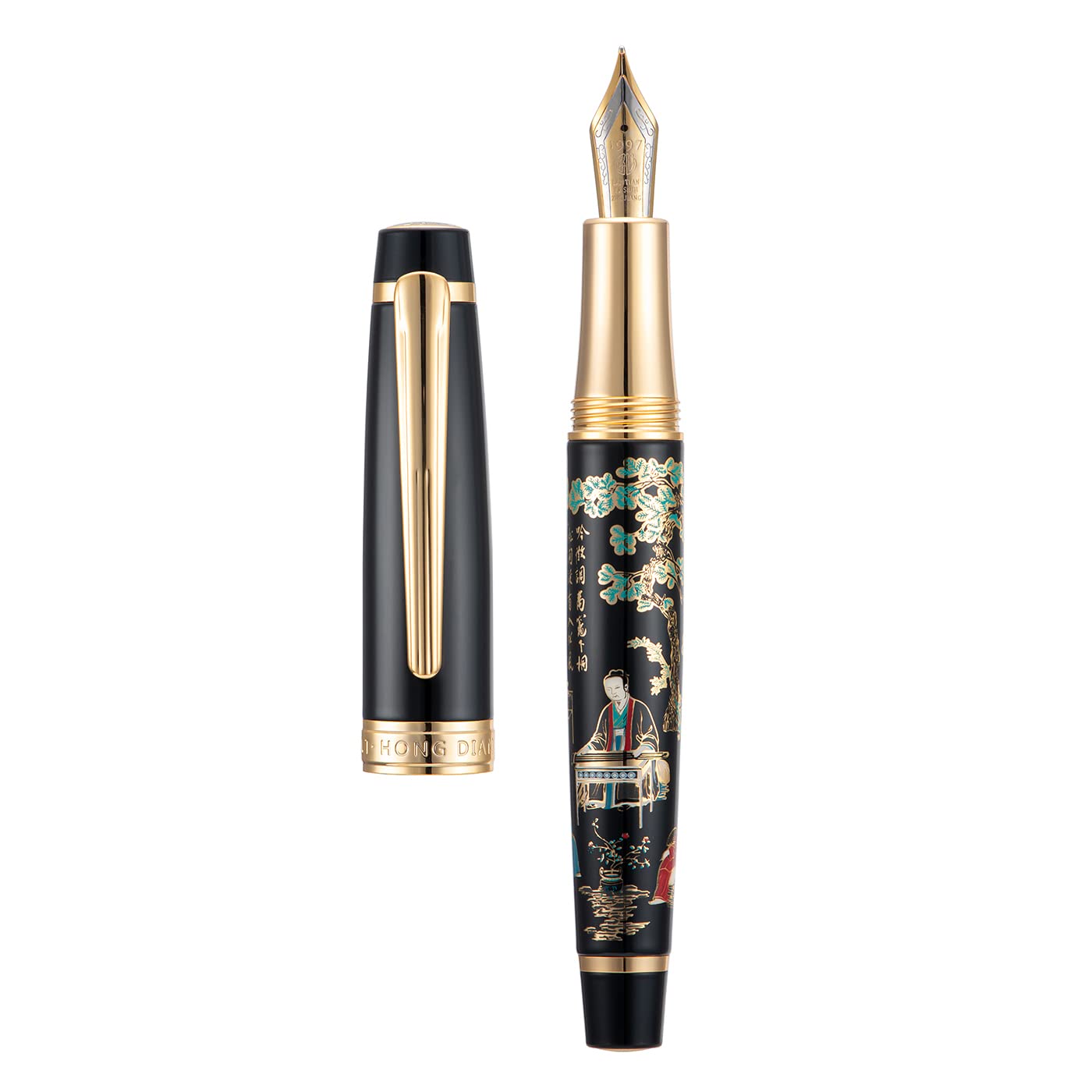 HONG DIAN 231 Chinese Classical Fountain Pen, Iridum Fine Gold Nib with Chinese Painting Design
