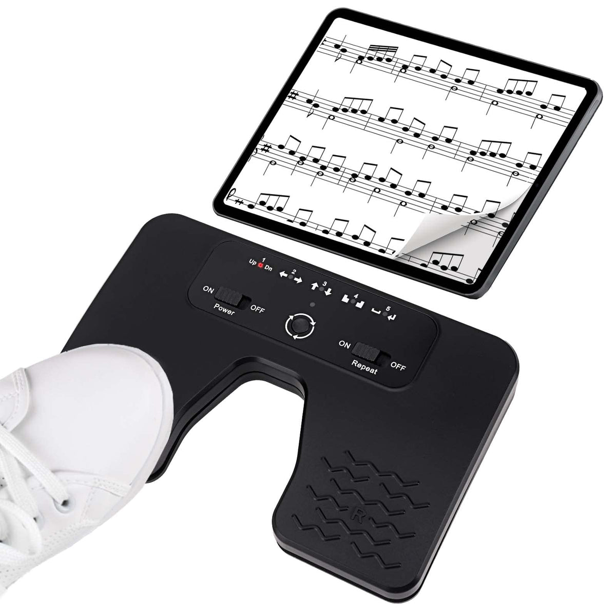 Yueyinpu Wireless Foot Pedal Double Switch Music Page Turner for Tablets Smartphones Rechargeable