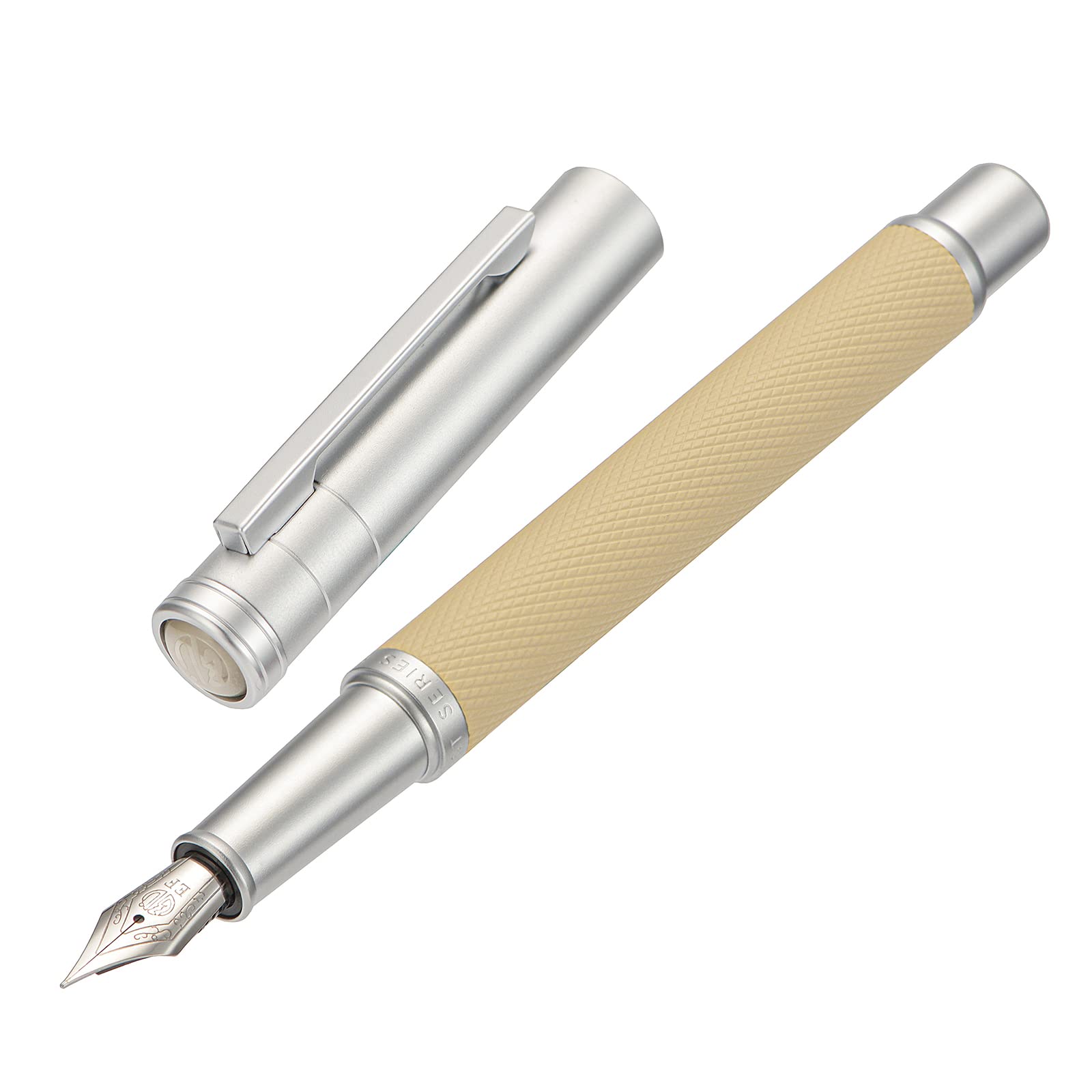 Silver Birch Forest Aluminum Fountain Pen Extra Fine Nib with Converter and Metal Case Set By Asvine