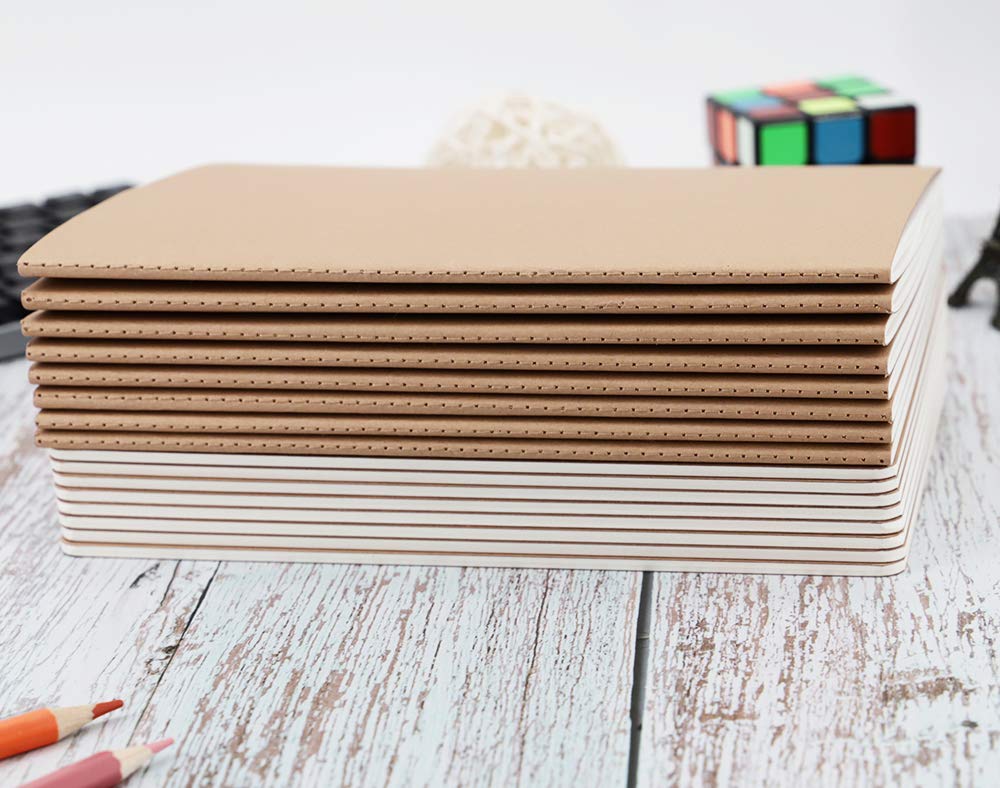 Wotion Kraft Blank Notebook 16 Pack, A5 Journal, 8.3" x 5.5", 60 Pages Thick No Bleed Paper, Soft