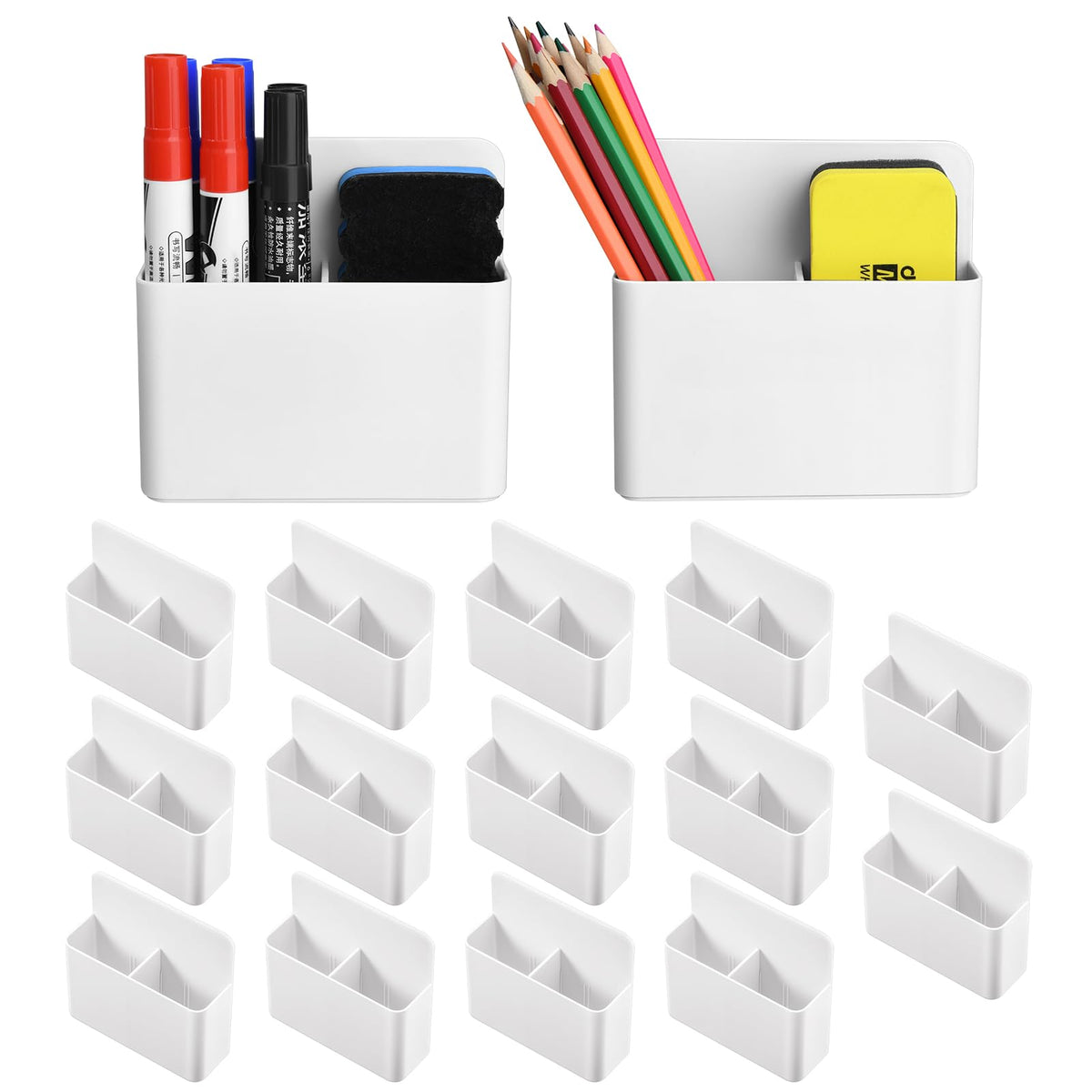 Mabrasse 16p Magnetic Dry Erase Marker Holder,Pen and Eraser Holder for Whiteboard, Magnet Pencil