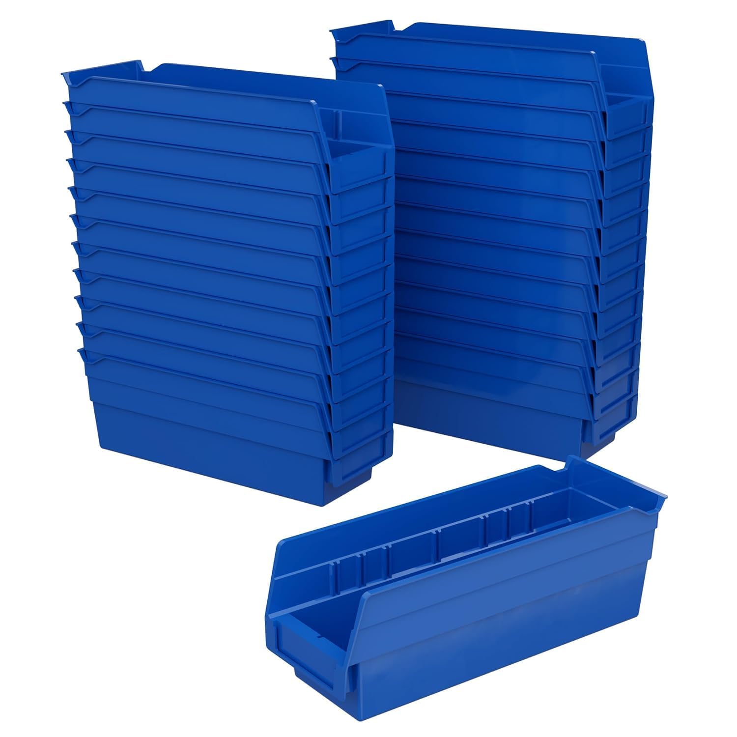 Akro-Mils 30120 Heavy Duty Plastic Shelf Bins, 12"x 4"x 4", Blue, 24-Pack