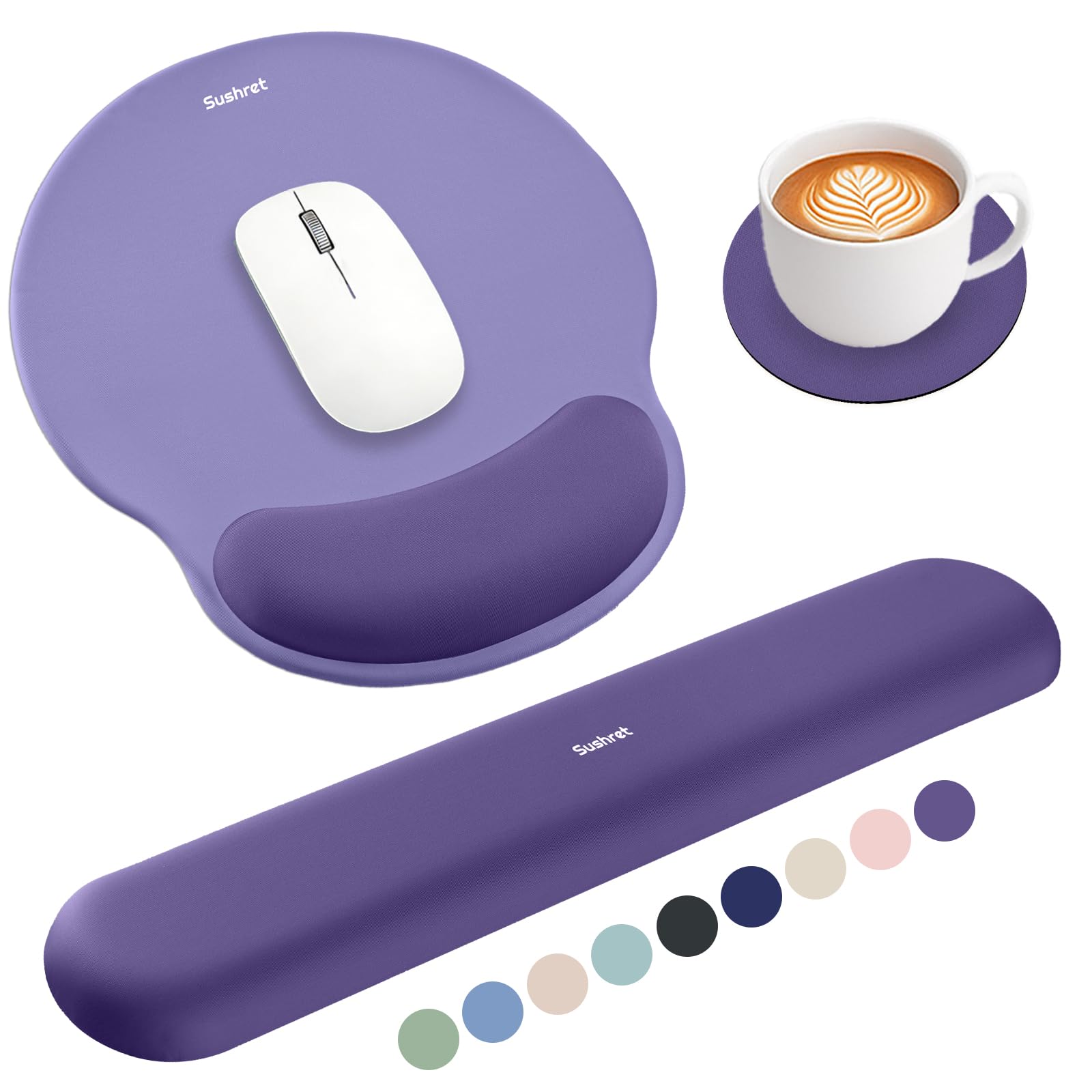 Sushret Mouse Pad and Keyboard Wrist Rest, 3-in-1 Gel Memory Foam Ergonomic Mouse Pad with Wrist
