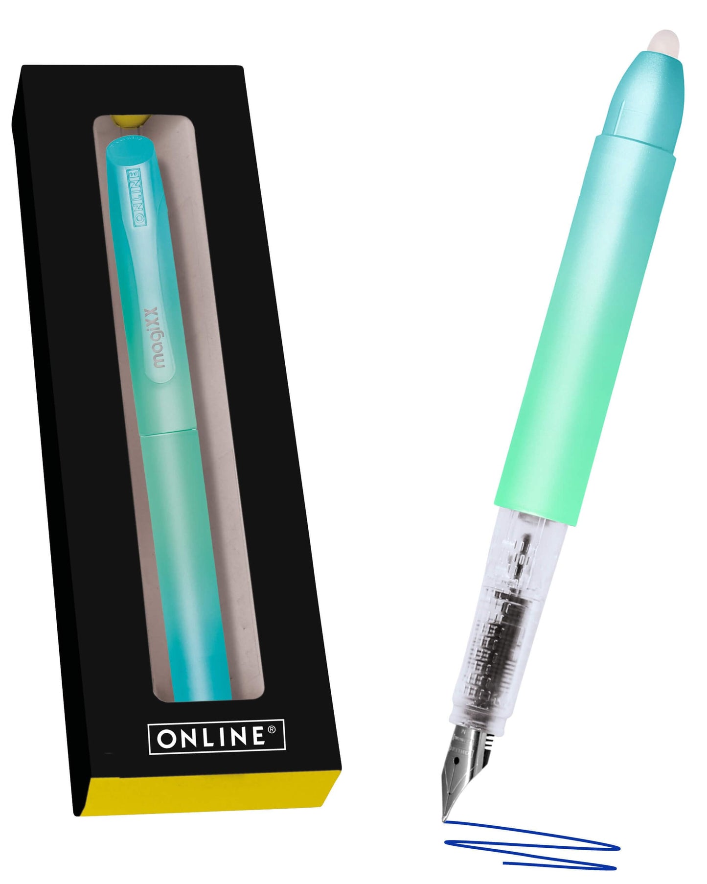 ONLINE MagiXX Turquoise Dream Fountain Pen with Erasable Blue Ink I Includes 4 MagiXX Cartridges I