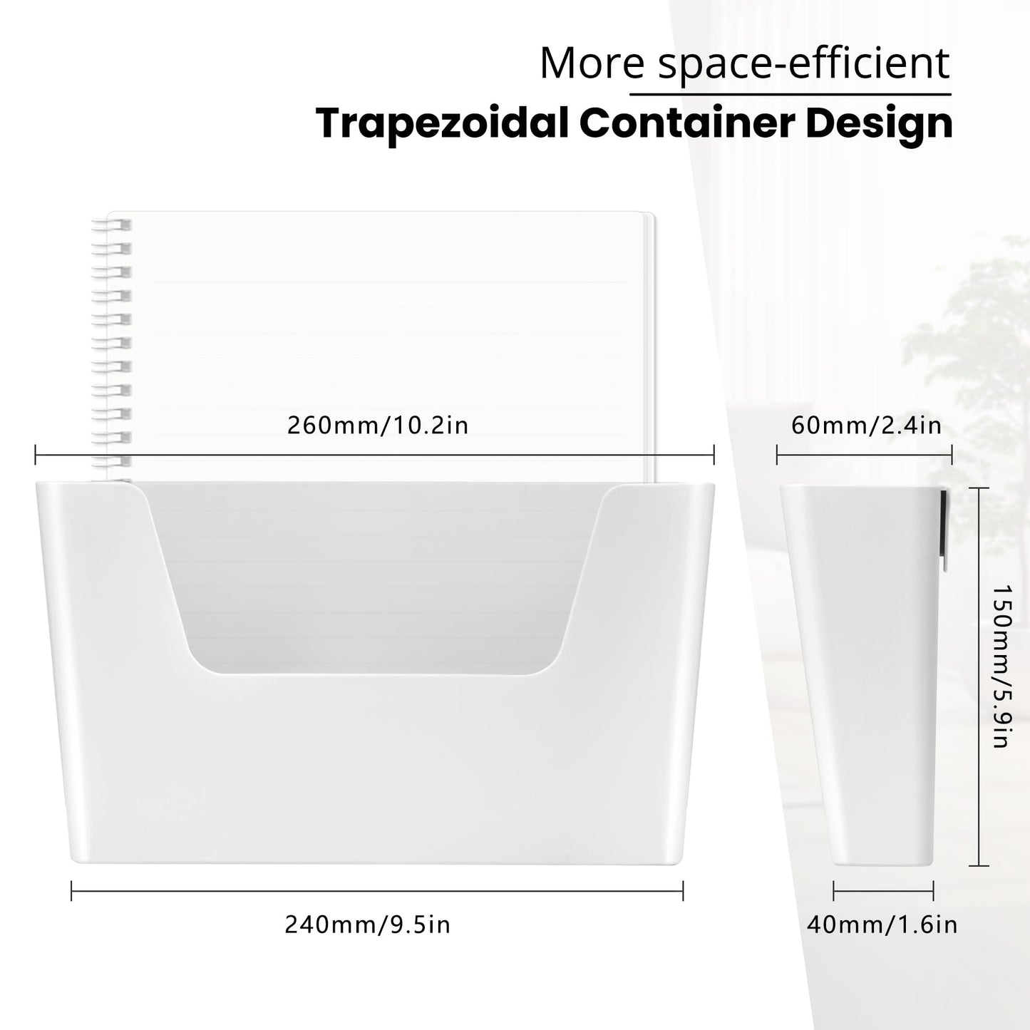 YOHOM Adhesive File Holder Plastic Document Folder Door No Drilling Mount Mail Magazine Organizer