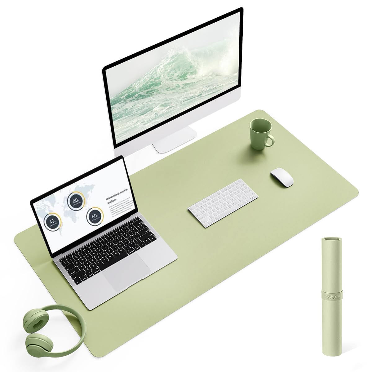 YSAGi Non-Slip Leather Desk Pad L Size, Waterproof Laptop Computer Desk Keyboard Mat, Table