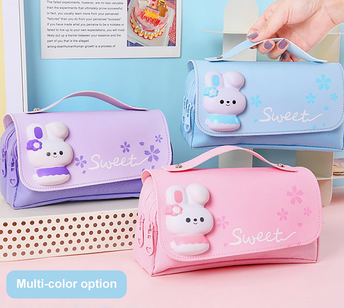 MCWTH Pencil Case for Girls, Kids Large Capacity Cute Pencil Box with Compartments School Organizer