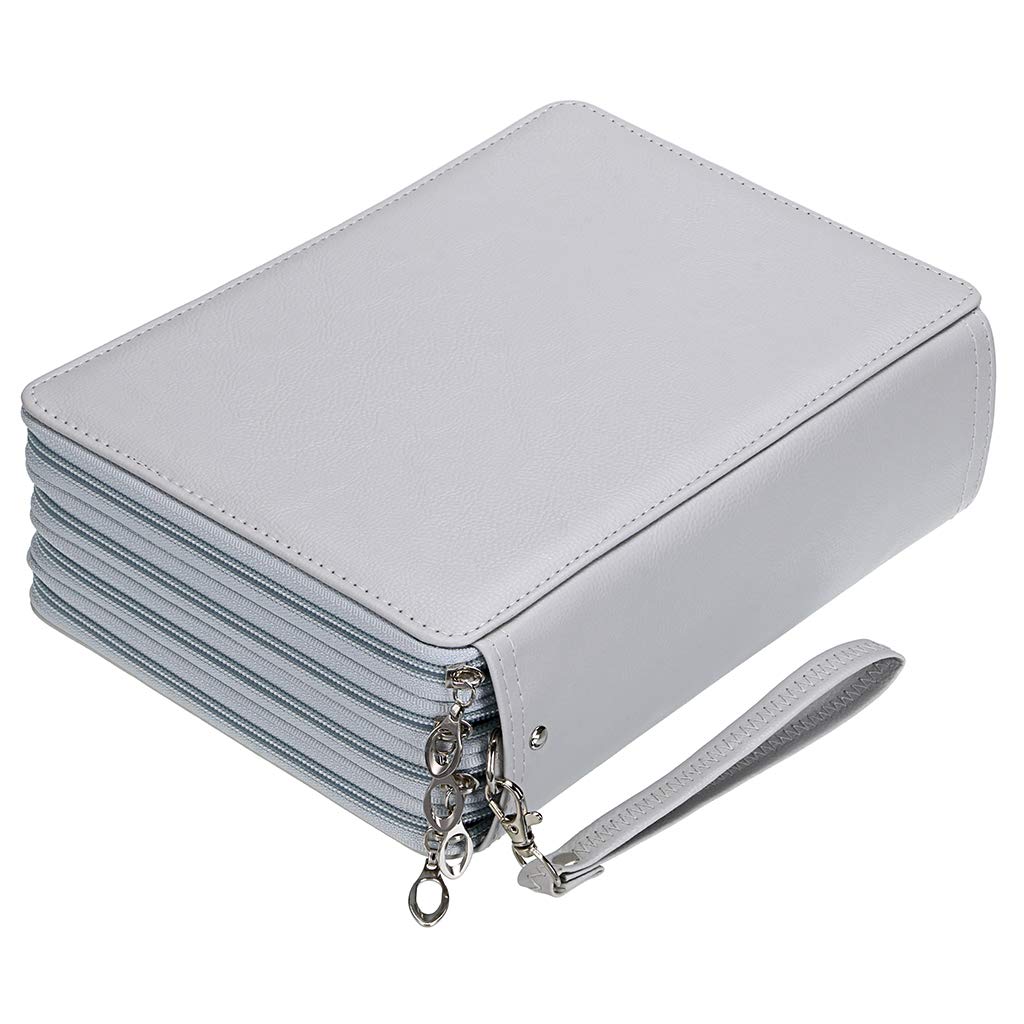BTSKY 200 Slots Colored Pencil Organizer - Deluxe PU Leather Pencil Case